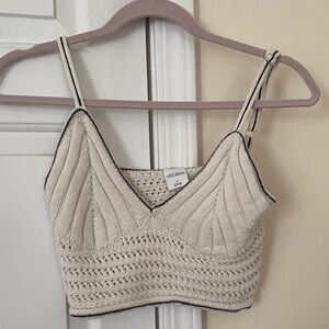Wild Fable Cream Knit Bralette with Black Edging